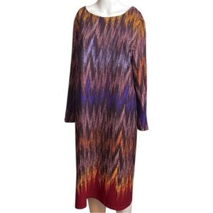 Purple and Blue‎ Sheath Dress with 3/4 Bell Sleeves
